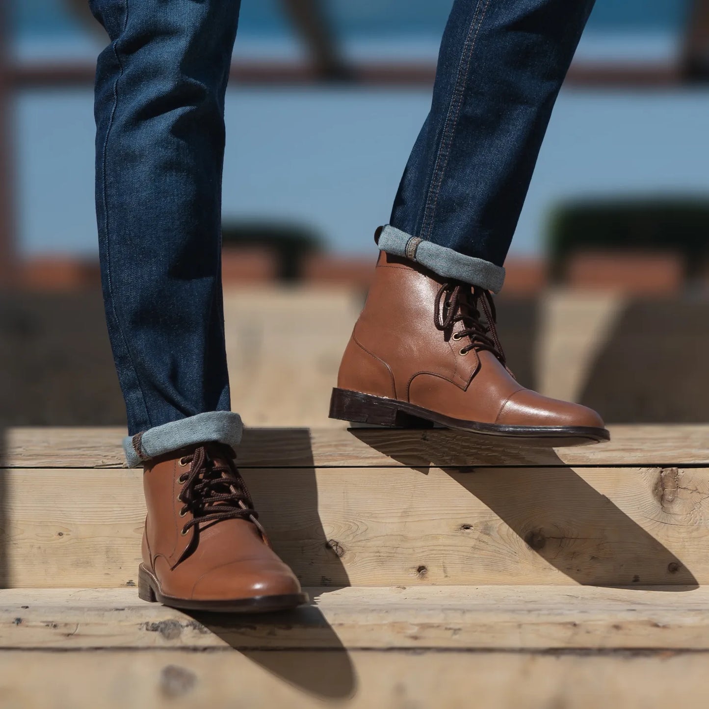 Knight Derby Tan Leather Boots