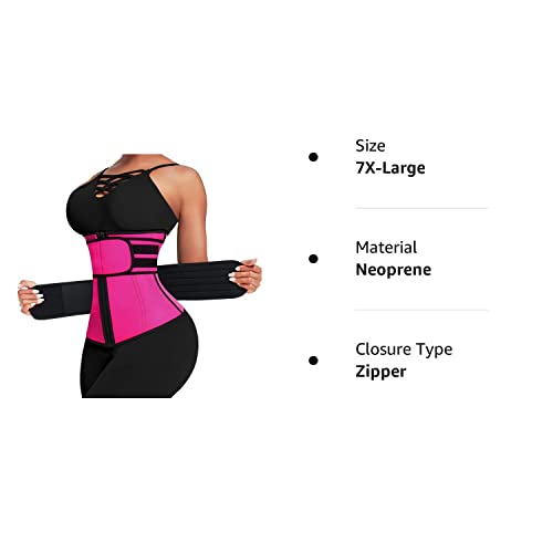 Wonder-Beauty Waist Trainer for Women Plus Size Two Belts Neoprene Workout Corset Waist Trainer Cincher Trimmer Sauna Belt with Zipper