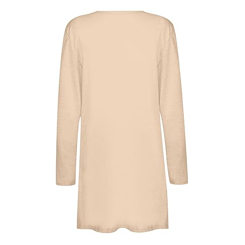 Lightweight Cardigan for Women 2024 Fall Casual Solid Long Sleeve Open Front Cardigans Outwear with Pockets