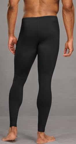 TSLA Men's Thermal Underwear Pants, Heated Warm Fleece Lined Long Johns Leggings, Winter Base Layer Bottoms, Thermal Fly-Front 2pack Black, Small