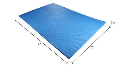 Signature Fitness Puzzle Exercise Mat with EVA Foam Interlocking Tiles, Blue, 3/4” Thick, 6 Tiles, 24 Sq Ft
