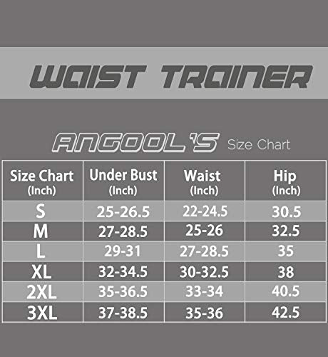 ANGOOL Neopren Waist Trainer For Women,Workout Plus Size Trimmer Belt Sauna Sweat Corset Cincher With Zipper S Gray-Dark