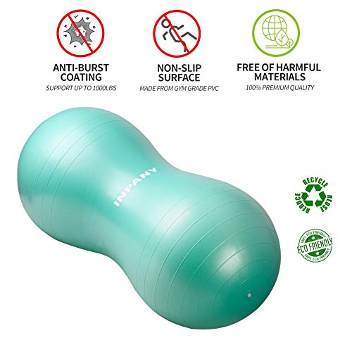 INPANY Peanut Ball - Anti Burst Exercise Ball for Labor Birthing, Physical Therapy for kids, Core Strength, Home & Gym Fintness (Include Pump)