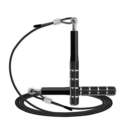 Jump Rope, Wastou Speed Jumping Rope for Training Fitness Exercise, Adjustable Adults Workout Skipping Rope for Men, Women, Kids, Girls (Black)