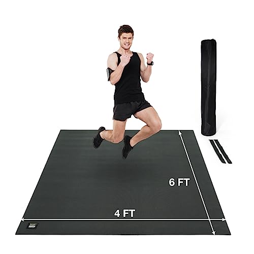 WF Athletic Supply Premium Large Exercise Floor Mats, 6' X 4' X 7 MM, Workout Mats for Home Gym Thick, Heavy-Duty Floor Mat for Gym, Cardio, Weightlifting, Exercise Equipment, Shoe-Friendly, Black