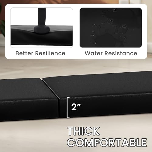 Signature Fitness 2" Thick Three Folds Folding Exercise Mat with Carrying Handles for MMA, Gymnastics and Home Gym Protective Flooring, Multiple