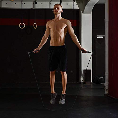 Jump Rope, Wastou Speed Jumping Rope for Training Fitness Exercise, Adjustable Adults Workout Skipping Rope for Men, Women, Kids, Girls (Black)