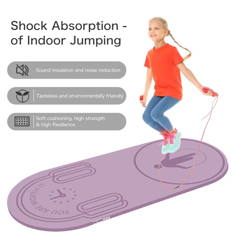 LERYG 8/20/30mm Jump Rope Mat Fitness Exercise Mat Durable, Non-Slip, Workout Mats with Jump Rope & Carrying Bag for Home Gym Flooring in Blue(55"x 24")