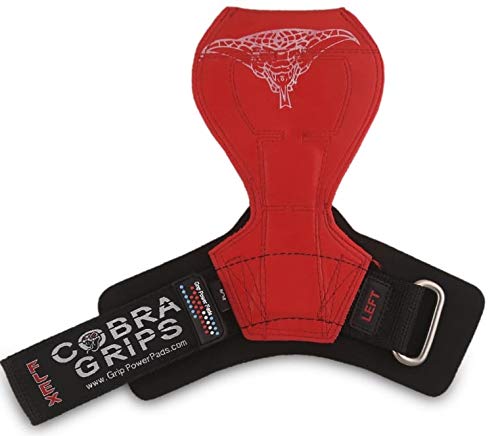 2018 Cobra Grips Flex Model Weight Lifting Gloves Heavy Duty Straps Alternative Power Lifting Hooks Best for Deadlifts with Padded Wrist Wrap Support Bodybuilding (Large, Red Rubber)