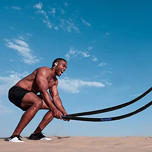 Perantlb Battle Rope with cloth sleeve -1.5/2 Inch Diameter 30' 40' 50' Lengths -Gym Muscle Toning Metabolic Workout Fitness, battle rope Anchor Strap Kit Included (1.5" x 40 ft Length)
