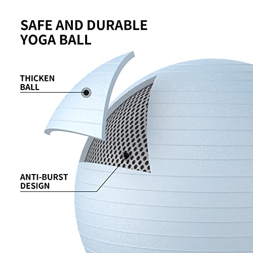FITMIND Extra Thick Exercise Ball 55cm Yoga Ball for Workout Pregnancy Stability,Anti-Burst and Slip Resistant Swiss Ball with Pump for Yoga, Pilates, Fitness,Birthing,Physical Therapy(Blue 2120C)