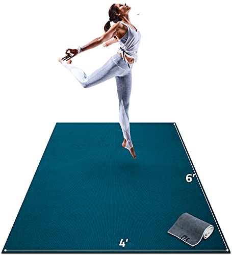 Gorilla Mats Premium Large Yoga Mat – 6' x 4' x 8mm Extra Thick & Ultra Comfortable, Non-Slip Barefoot Exercise Mat – Works Great on Any Floor for Stretching, Cardio or Home Workouts