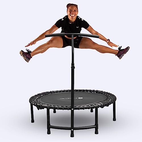 Fitness Trampoline for Adults and Kids, Indoor Rebounder Exercise Trampoline for Workout Fitness for Quiet and Safely Cushioned Bounce Workout (Without Handles, Black)