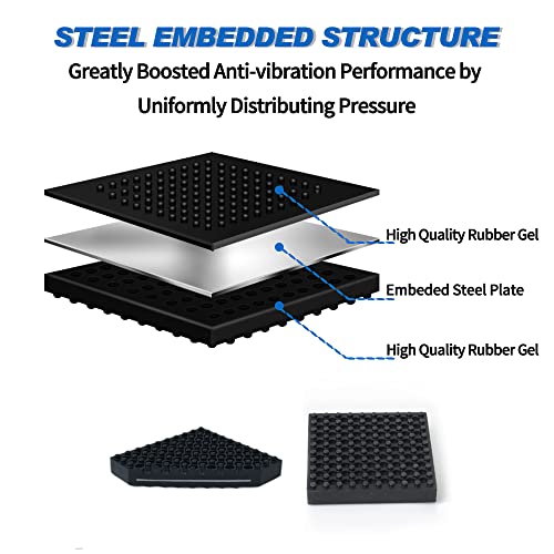 BXI Exercise Equipment Mat - 4 x 4 x 0.8 Inches 4 Pcs Non Slip Noise Reduction Anti Vibration Treadmill Stationary Bike Mats, Heavy Duty Thick Steel Embedded Rubber Pad for Hardwood Floors & Carpet