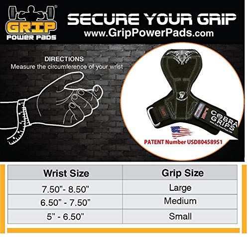 2018 Cobra Grips Flex Model Weight Lifting Gloves Heavy Duty Straps Alternative Power Lifting Hooks Best for Deadlifts with Padded Wrist Wrap Support Bodybuilding (Medium, Gray Leather)