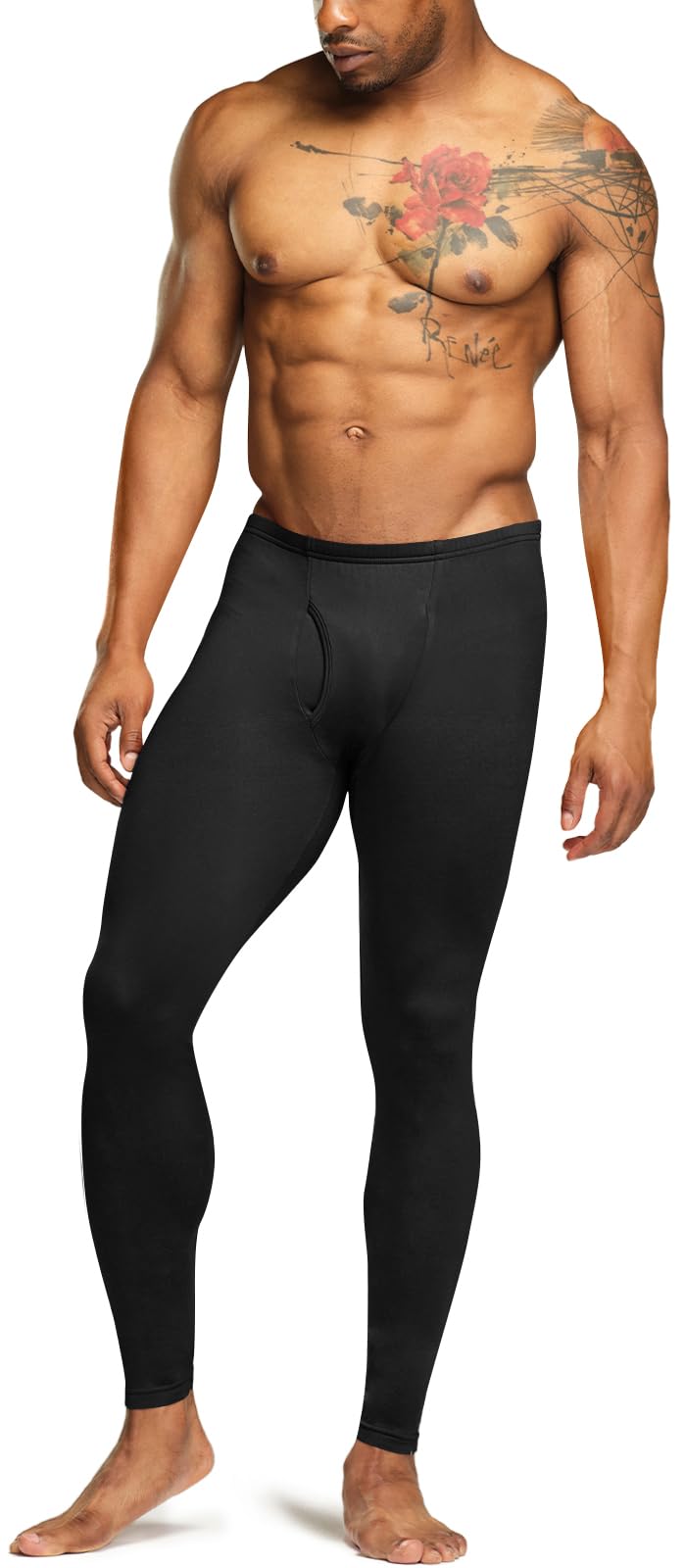 TSLA Men's Thermal Underwear Pants, Heated Warm Fleece Lined Long Johns Leggings, Winter Base Layer Bottoms, Thermal Fly-Front 2pack Black, Small