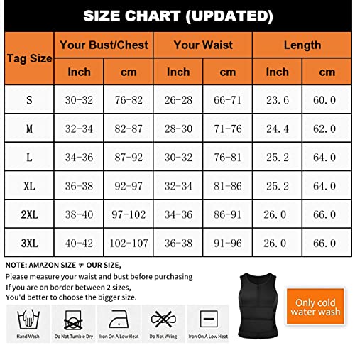 SHAPERIN Men Neoprene Sauna Zipper Waist Trainer Vest Tank Top Trimmer Body Shaper