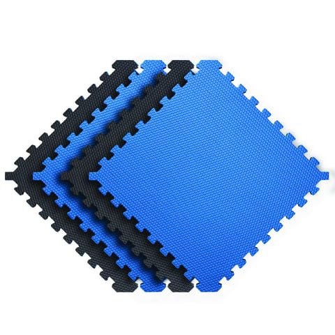 Norsk Reversible Gym Exercise Mats 3/4" Thick EVA Interlocking Foam Tiles, Perfect Gym Flooring for Home Gym, 20 Tiles & 40 Trim Pieces, 80 Sq. Ft. 24"x24", Dazzling Blue/Black