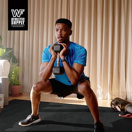 WF Athletic Supply Premium Large Exercise Floor Mats, 6' X 4' X 7 MM, Workout Mats for Home Gym Thick, Heavy-Duty Floor Mat for Gym, Cardio, Weightlifting, Exercise Equipment, Shoe-Friendly, Black