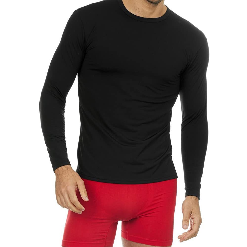 Thermajohn Thermal Shirts for Men Long Sleeve Thermal Compression Shirts for Men Base Layer Cold Weather (Black, Large)