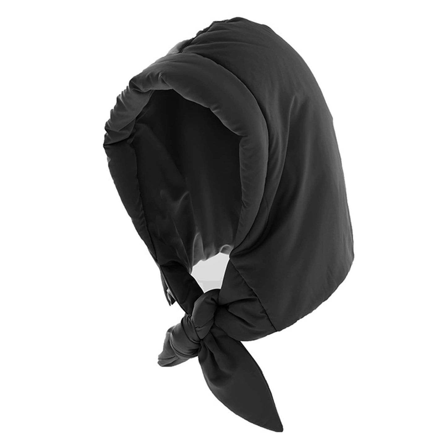 Winter Down Hood Hat Hooded Scarf Hat Extra Warm Tie Under Chin for Women Girls Black
