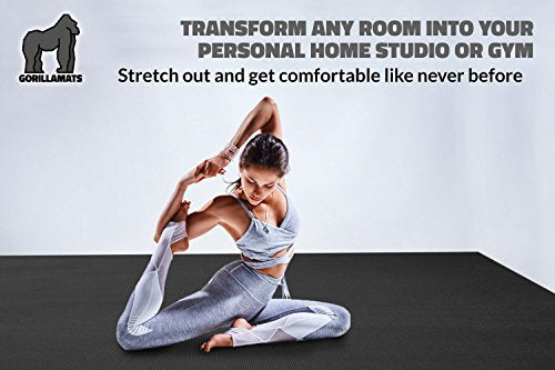 Gorilla Mats Premium Large Yoga Mat – 6' x 4' x 8mm Extra Thick & Ultra Comfortable, Non-Slip Barefoot Exercise Mat – Works Great on Any Floor for Stretching, Cardio or Home Workouts