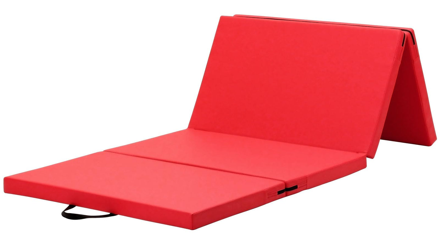 KaRaDaStyle Gymnastics Mat 4-Folding Stretch Mats 71"x31"x2" Exercise Muscle Training Children Play Horizontal Bar Mat Yoga Sports Soundproof Home Use (Red/4-fold)