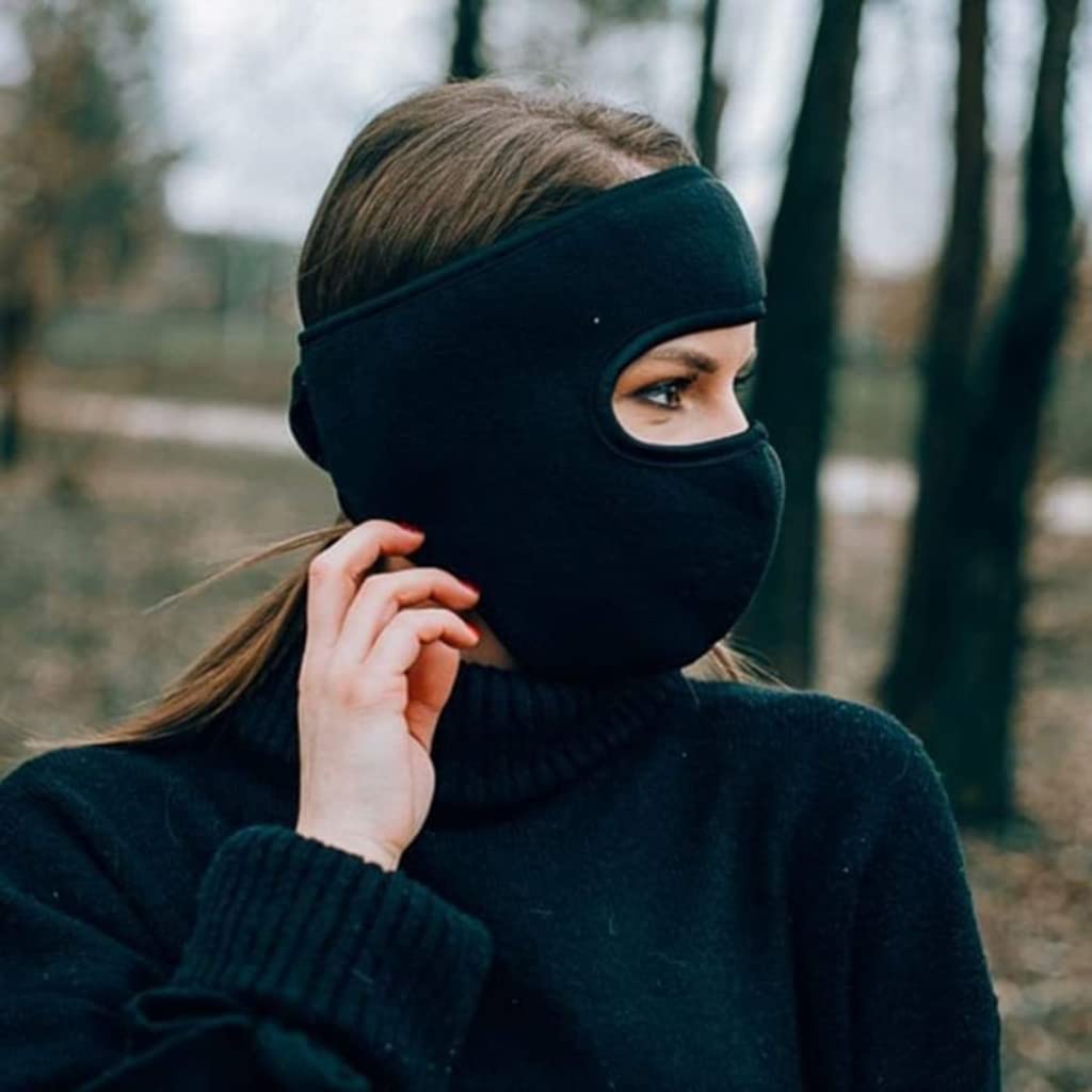 Winter Fleece Mask Warm Mask Men Women, Full Cover Face Mask Winter Bicycle Windproof Mask Breathable Face Mask (Black,One Size)