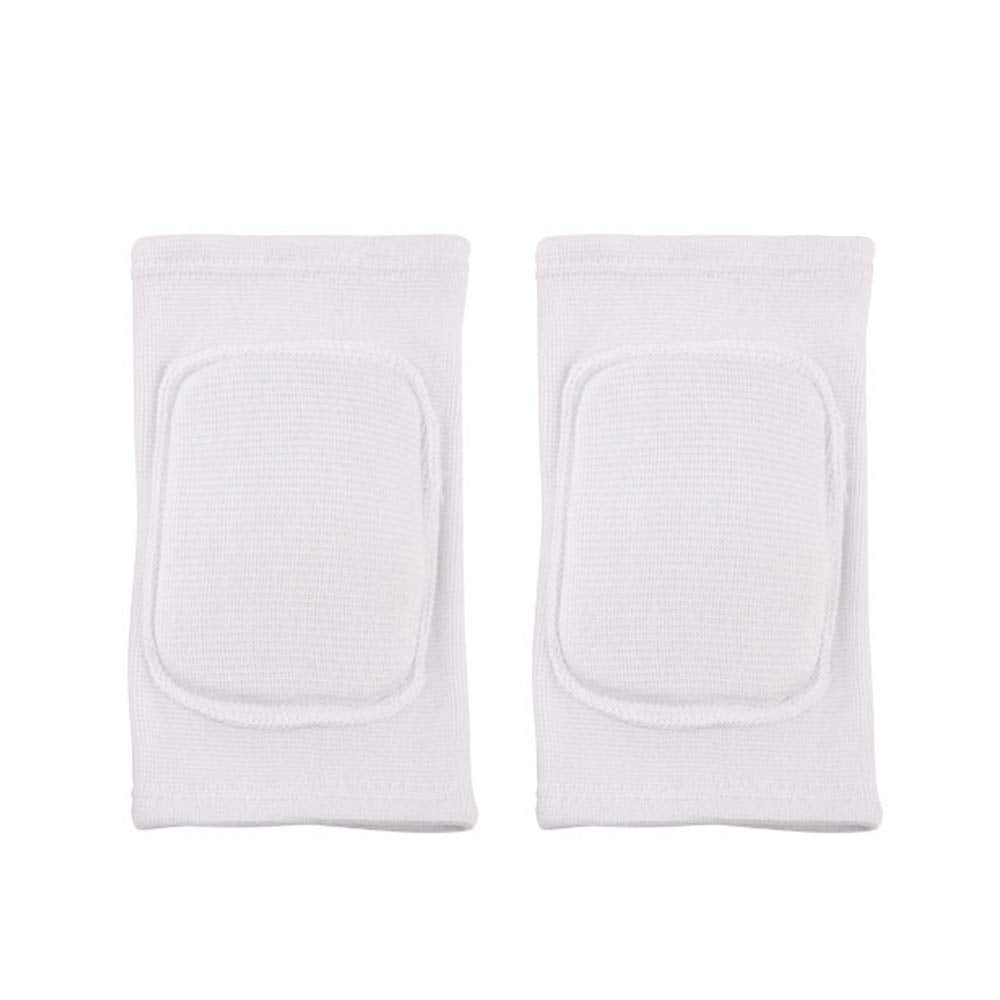 Kids Volleyball Kneepad Soft with Sponge 1 Pair, Knee Sleeve for Adult Youth Pole Dance Cycling Soccer Roller Skating-Elbow Support Work Gym Yoga Golf Leg Protector Auto Mechanic-Black(White, S)