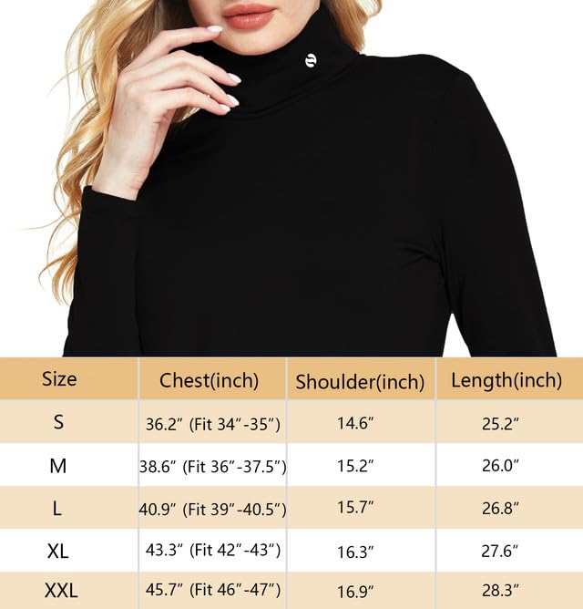 SSLR White Turtleneck Women Thermal Shirts Turtle Neck Long Sleeve Fleece Lined Winter Slim Fitted Mock Neck Base Layer (Medium, White)