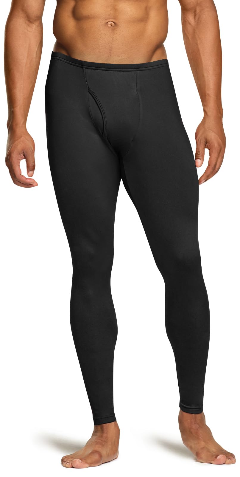 TSLA Men's Thermal Underwear Pants, Heated Warm Fleece Lined Long Johns Leggings, Winter Base Layer Bottoms, Thermal Fly-Front 2pack Black, Small