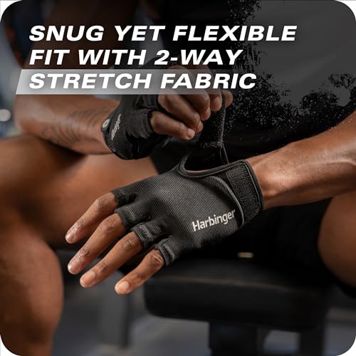 Power Gloves 3.0 - Durable Half Finger Weightlifting Gloves with Adjustable Wrist Closure, Breathable Leather Palm, Men's, Black, Small