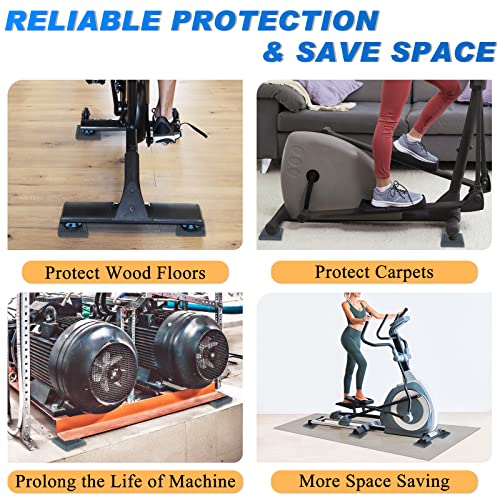 BXI Exercise Equipment Mat - 4 x 4 x 0.8 Inches 4 Pcs Non Slip Noise Reduction Anti Vibration Treadmill Stationary Bike Mats, Heavy Duty Thick Steel Embedded Rubber Pad for Hardwood Floors & Carpet
