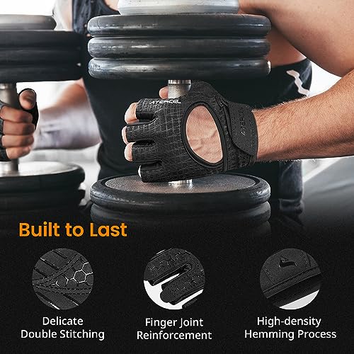 ATERCEL Workout Gloves for Men and Women Weight Lifting Gloves with Full Padding for Gym, Fitness, Exercise, Cycling, Bike, Rowing(Black, S