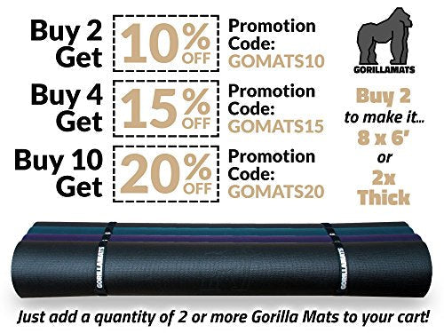 Gorilla Mats Premium Large Yoga Mat – 6' x 4' x 8mm Extra Thick & Ultra Comfortable, Non-Slip Barefoot Exercise Mat – Works Great on Any Floor for Stretching, Cardio or Home Workouts