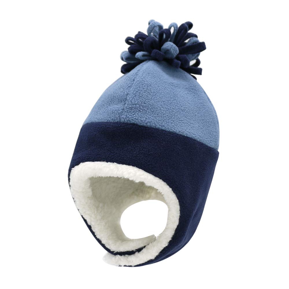 Boys Winter Hat Toddler Kids Winter Hat Baby Mittens Gloves Set Baby Beanies Caps Navy Blue 4-7T