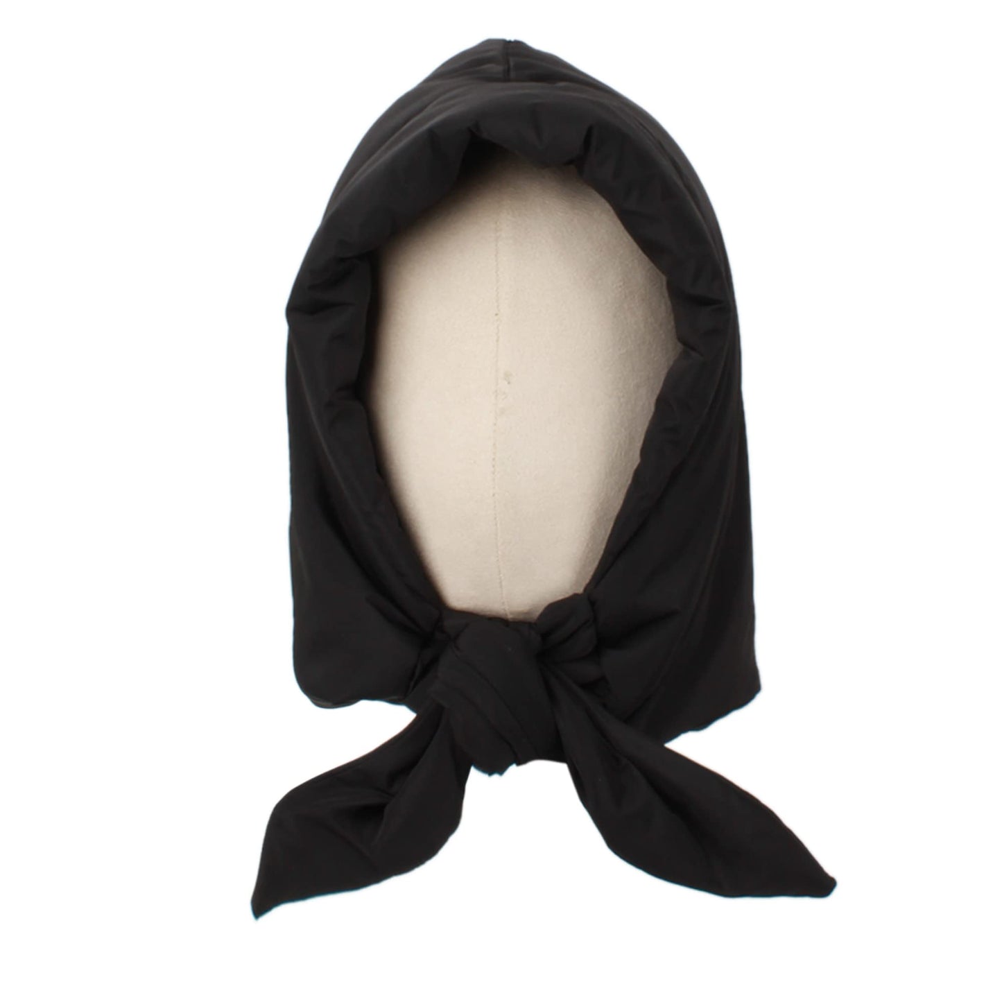 Winter Down Hood Hat Hooded Scarf Hat Extra Warm Tie Under Chin for Women Girls Black
