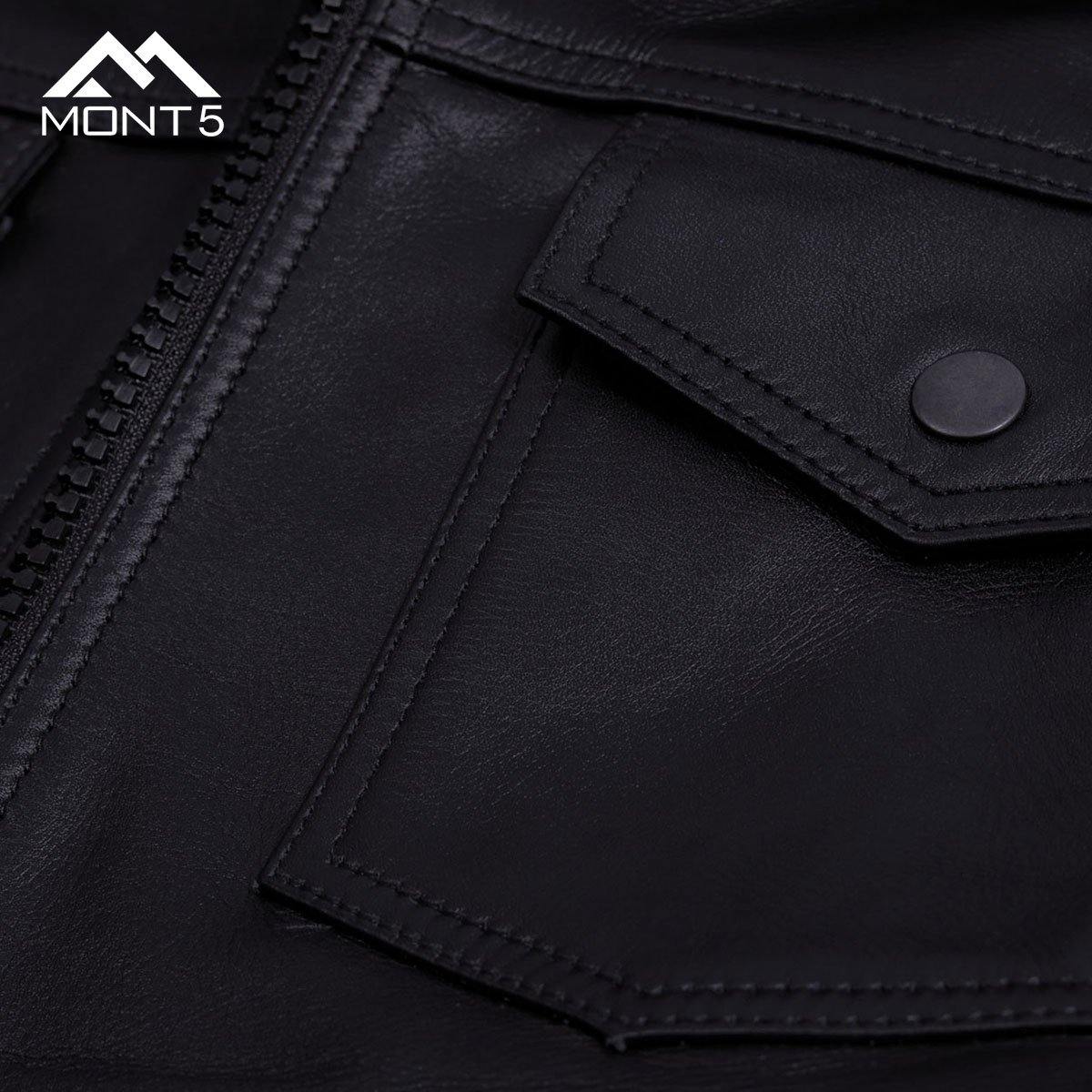 MONT5 - Diran Men Black Classic Leather Jacket with Shirt Collar