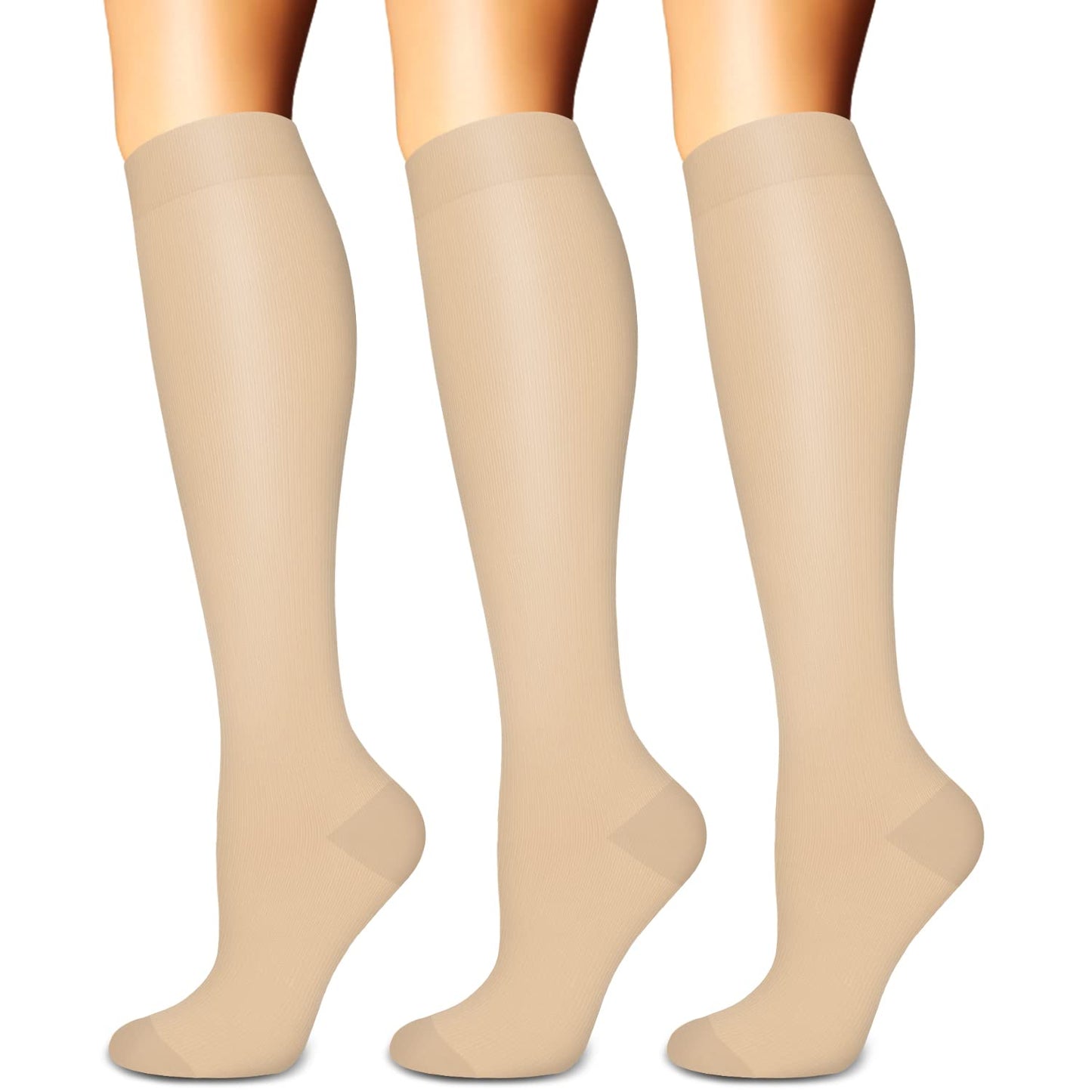 SunFeeling Compression Socks for Women & Men Circulation (3 Pairs) - Best Support for Athletic Running Nurses Recovery Travel,Large-X-Large
