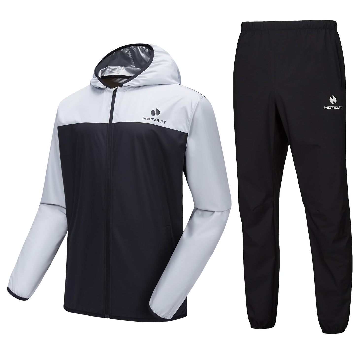HOTSUIT Sauna Suit for Men Sweat Suits Gym Workout Exercise Sauna Jacket Pant Full Body, White, S