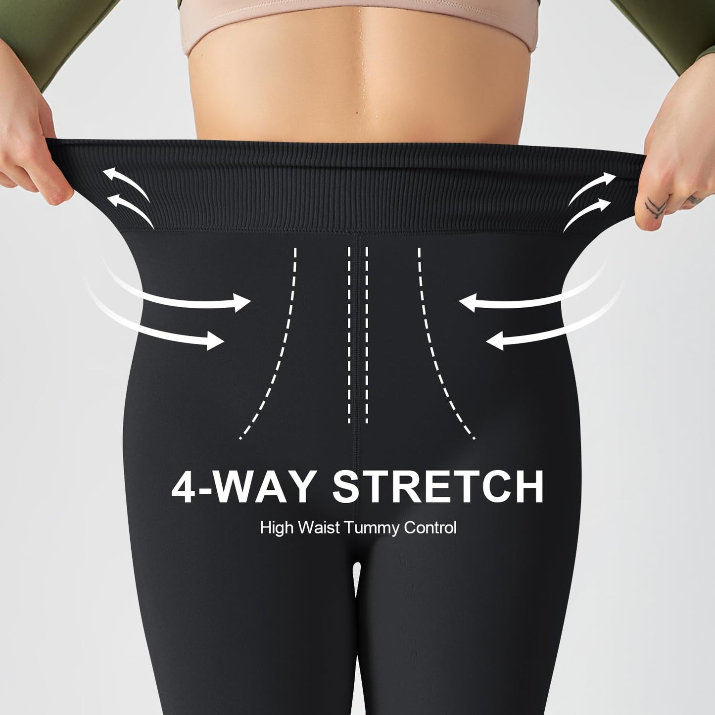 Iserkafe Fleece Lined Tights Women Winter Warm Thick Tights Thermal Velvet Pants Tummy Control Soft Stretchy Black,Footless