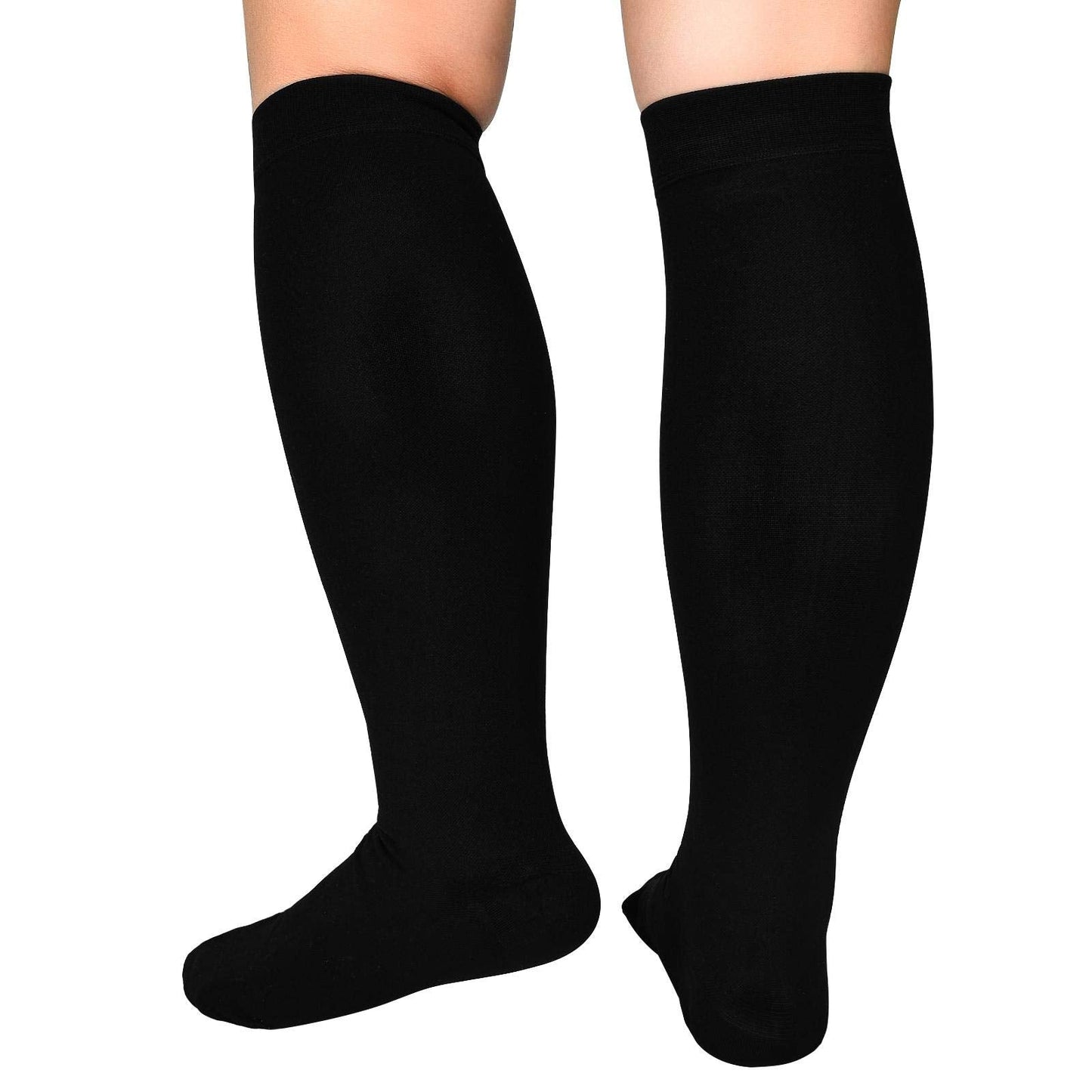 4XL Extra Wide Calf Compression Socks for Women Men 20-32 mmHg Knee High Plus Size