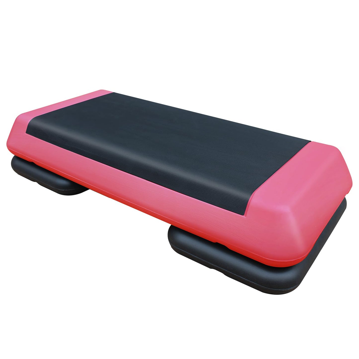 SculPong Aerobic Step Platform Height Adjustable Workout Step 4" - 6" - 8" for Fitness Strength Training with 2 Risers Rose Red