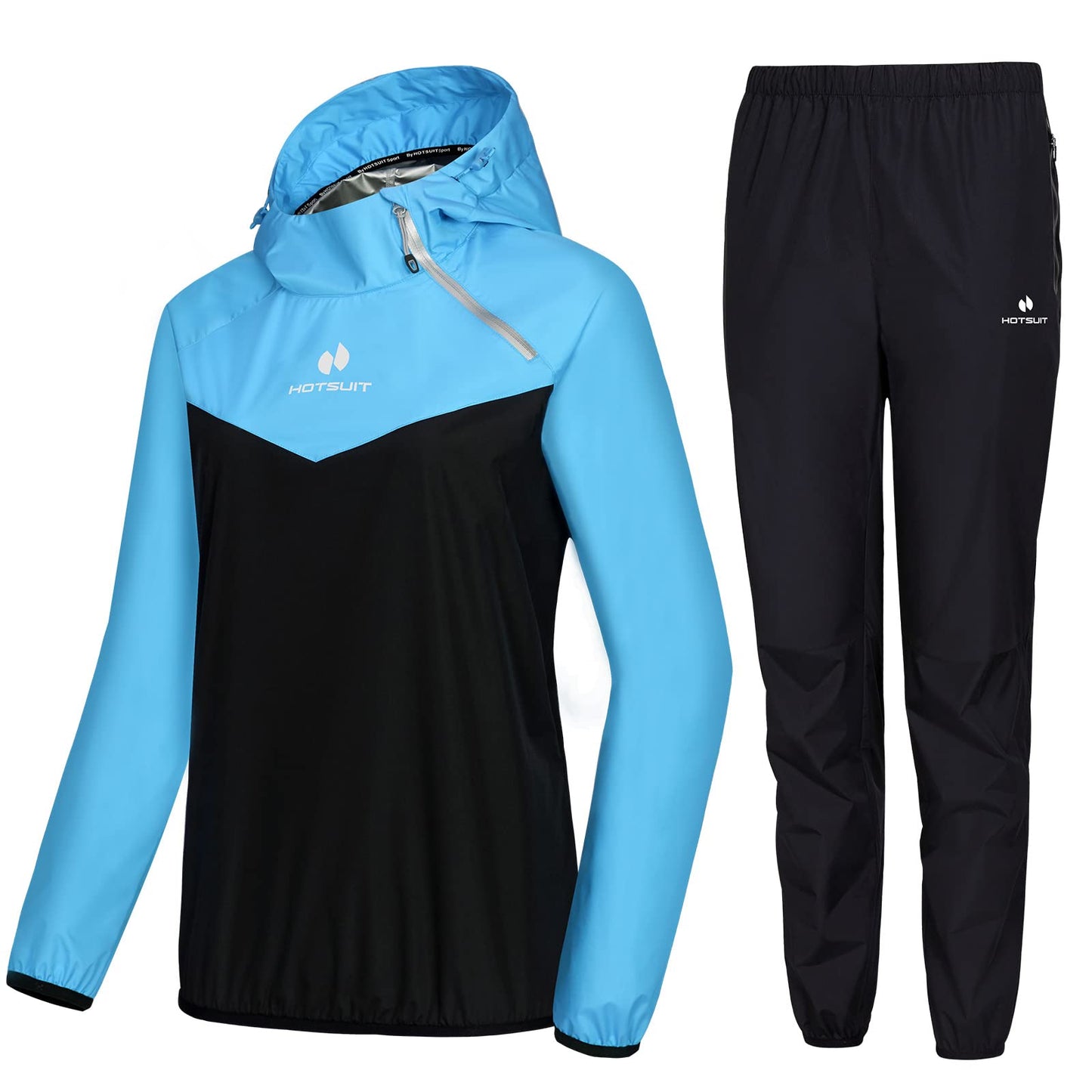 HOTSUIT Sauna Suit Women Weight Loss Gym Exercise Sweat Suits Workout Jacket, Blue, S