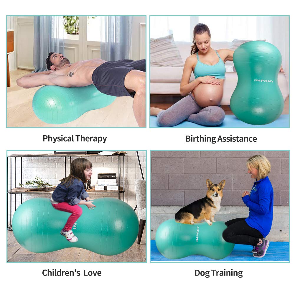 INPANY Peanut Ball - Anti Burst Exercise Ball for Labor Birthing, Physical Therapy for kids, Core Strength, Home & Gym Fintness (Include Pump)