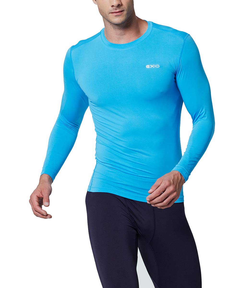 EXIO Japan Men's Compression Shirt Cool&Dry Baselayer/Underlayer Long Sleeve Top EX-R01 (X-Large, EXR01-SB)