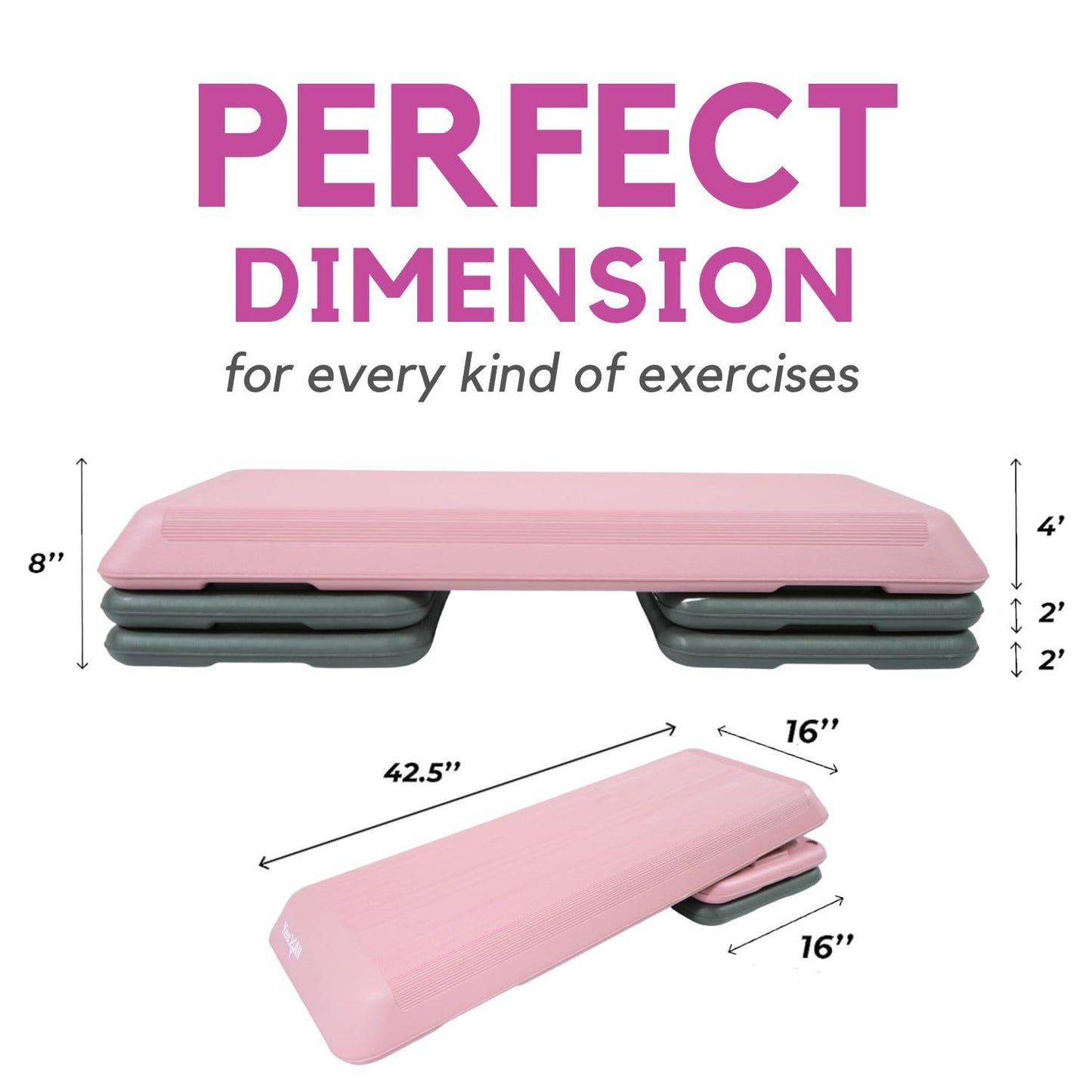 Yes4All Aerobic Stepper Platform Health Club - Pink Grey