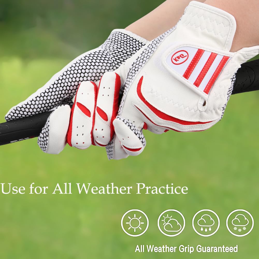 yesntmomo Ladies Women's Golf Gloves Both Hands,Winter Non-Slip Golf Gloves Elastic Fabric Breathable,Left Right Handed Pink Cool rain hot Golf Accessories- A Pair