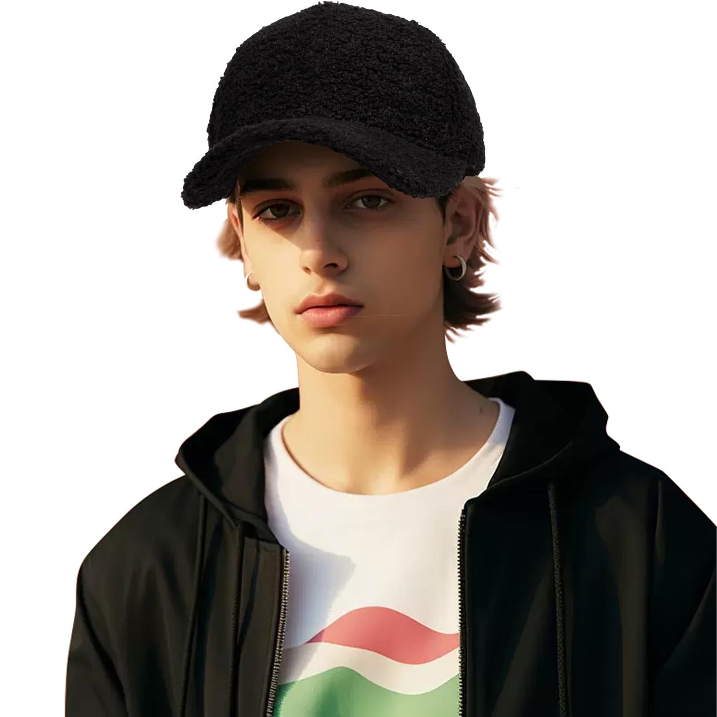 MGBPEI 2Pack Women's Winter Baseball Cap Adjustable Solid Color Lamb Wool Warm Baseball Cap Unisex Unconstructed Plain Cap
