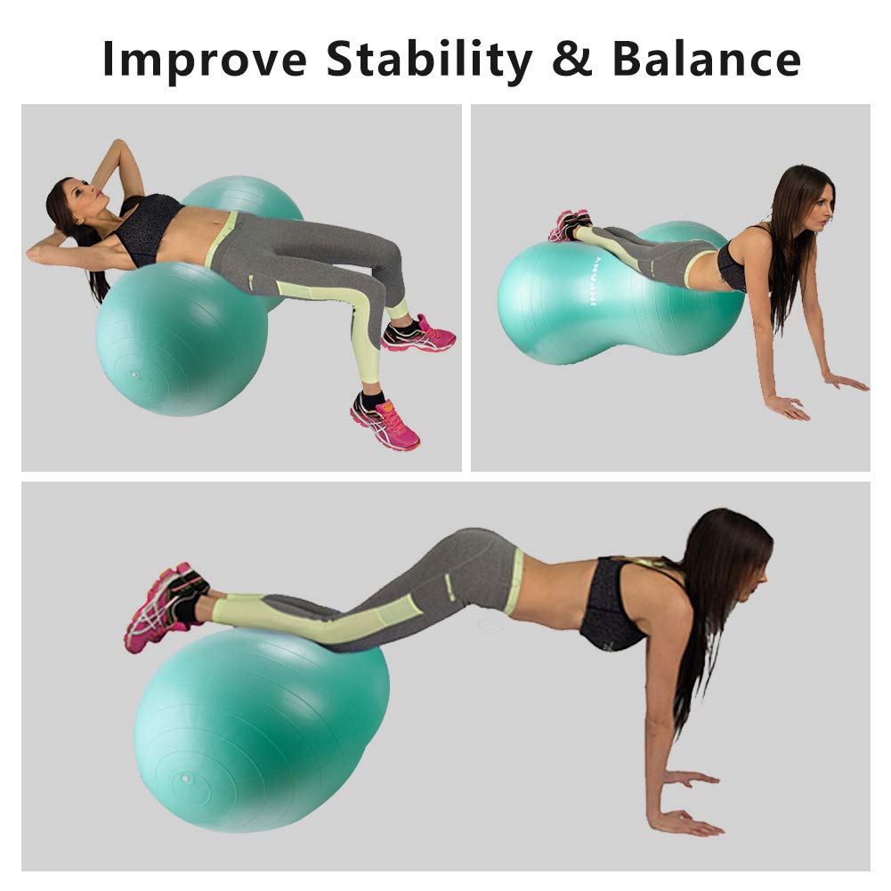 INPANY Peanut Ball - Anti Burst Exercise Ball for Labor Birthing, Physical Therapy for kids, Core Strength, Home & Gym Fintness (Include Pump)